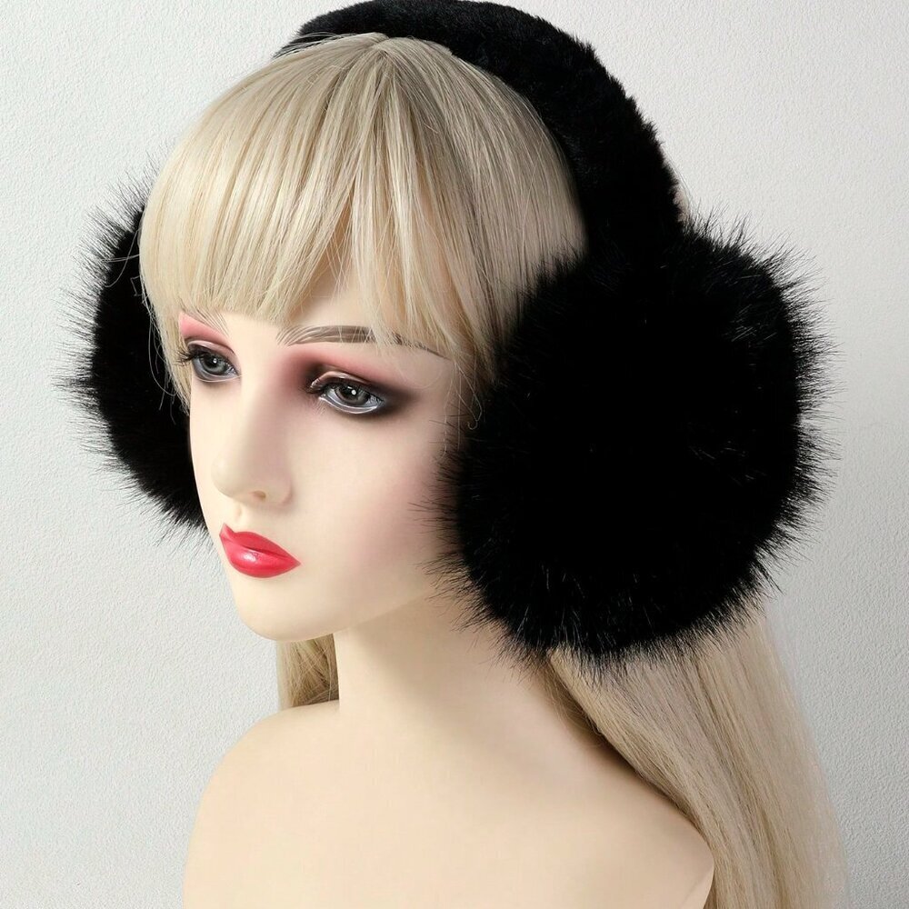 Black Casual Women's Plush Ear Muff